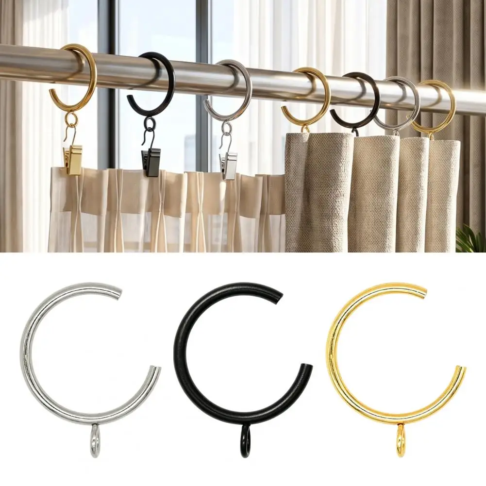 Durable Drapery Rings for Blackout Curtains 10pcs Heavy Duty C Shaped Curtain Rings with Eyelets Metal for Rods for Curtains