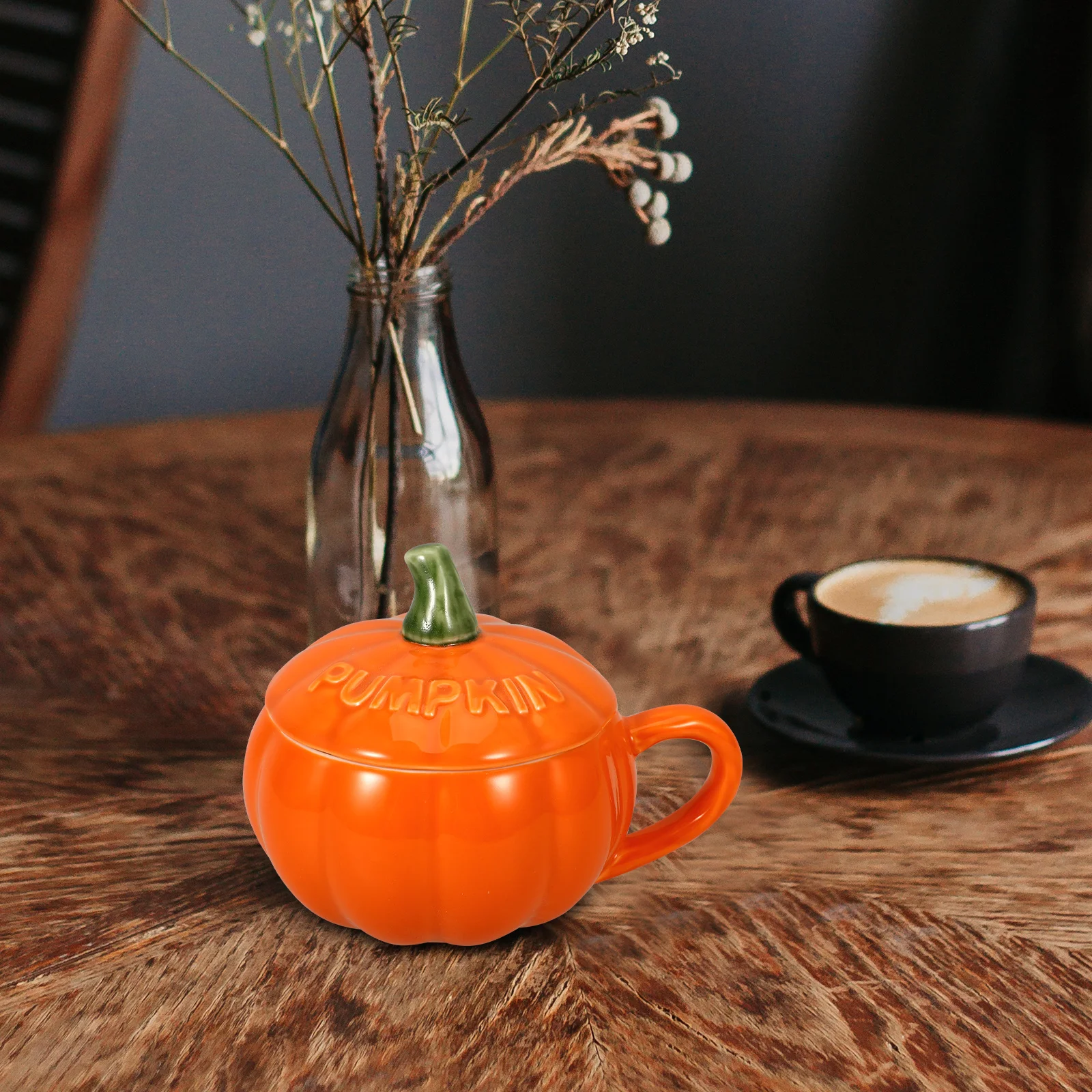 

Керамическая кофейная кружка в стиле тыквы, чашка с крышкой для домашнего офиса, милая кружка в виде тыквы, чашка на Хэллоуин, кружки на Хэллоуин, керамические кружки для воды