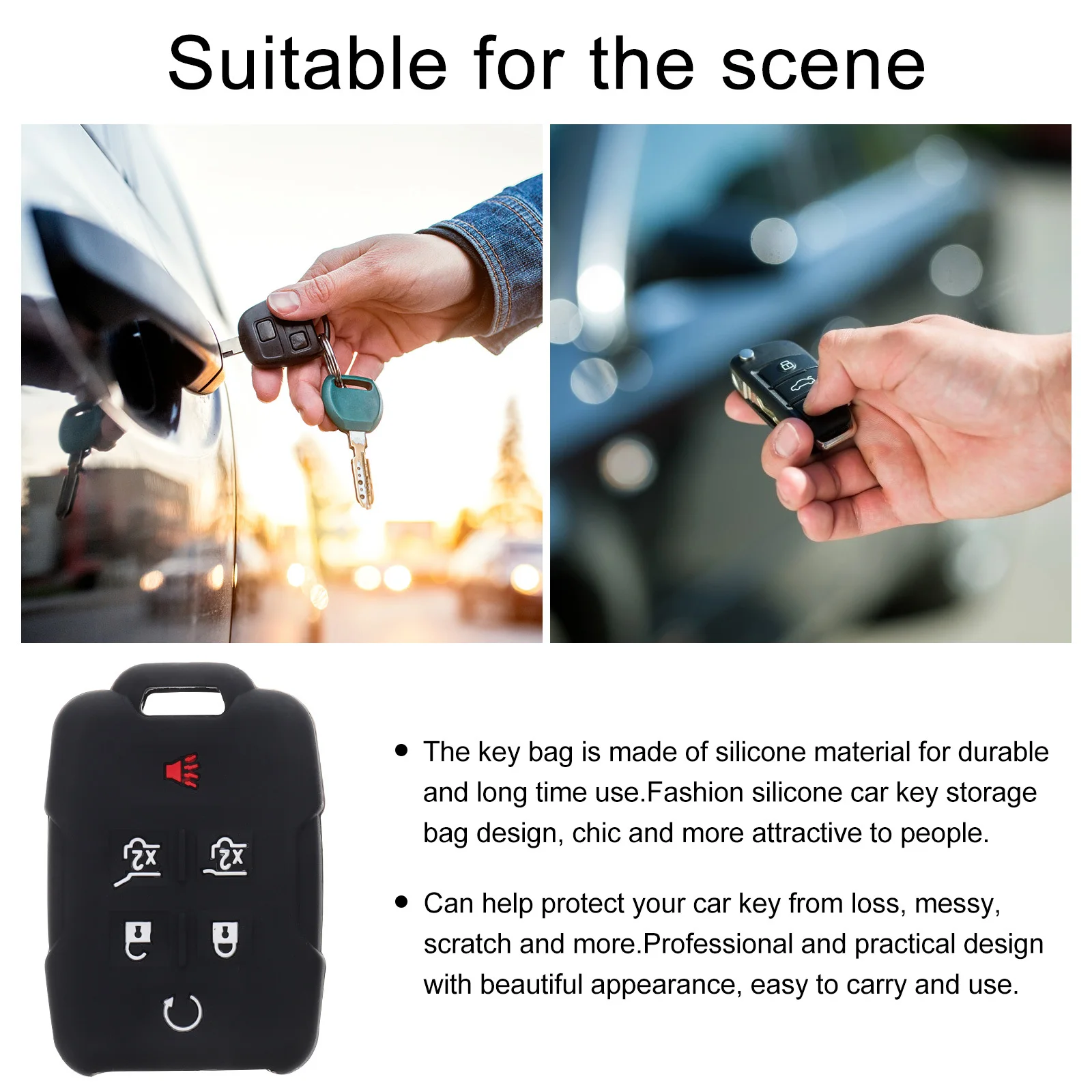 

2Pcs Car Key Cover Premium Material Exquisite Craftsmanship Stylish Design Scratch Protection Easy Use Car Key Cover