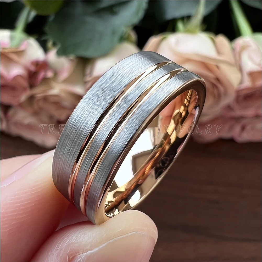 8 mm Modeschmuck, Wolframkarbid-Verlobungsring, Ehering für Männer und Frauen, bequeme Passform – Detail 8