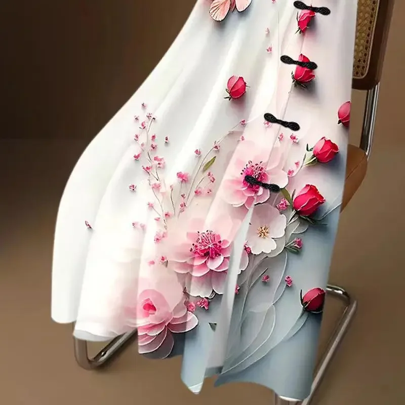 

Long Print Floral Y2k Maxi Jupe Femme Vintage Butterfly Skirts Women Faldas Mujer High Waist A Line Pleated Skirt Chiffon
