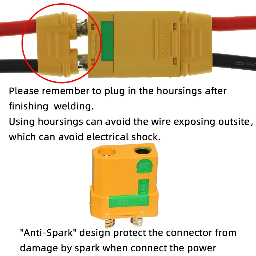 Amass XT90S XT90-S xt90 XT90S Connector Anti-Spark Male Female Motor Adapter for Battery ESC and Charger Lead for RC Car Truck