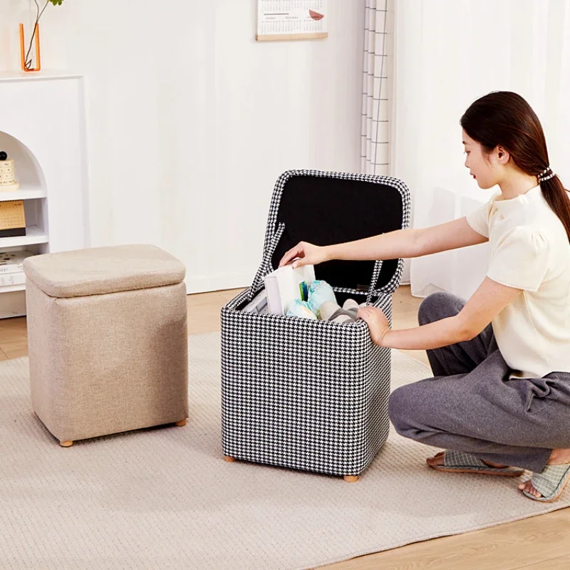 Storage Seatable Small Stool Shoe Changing Storage Living Room Sofa Footrest Bedroom Bedside Stool Coffee Table Furniture Home image 4
