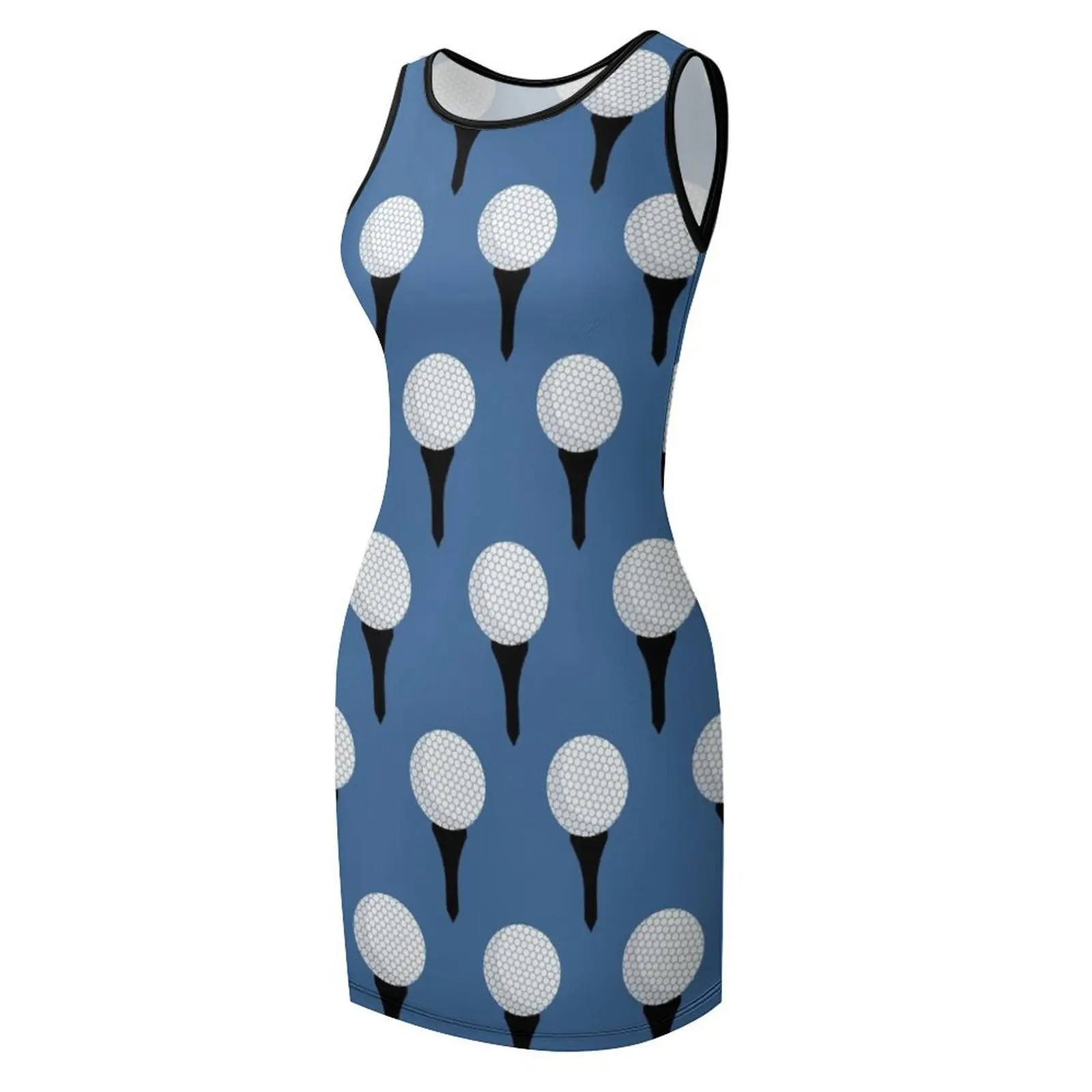 Balle de Golf et motif t-shirt (bleu), robe d'été sans manches, robes de soirée pour femmes, robes pour fête de mariage