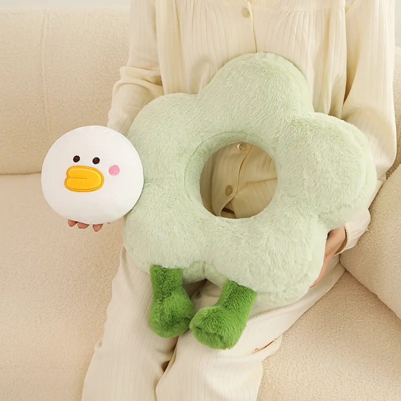 وسادة على شكل بطة على شكل زهرة وسادة أريكة قيلولة ناعمة وسادة كرسي عباد الشمس الملونة للمكتب والفصول الدراسية وغرفة نوم الفتيات وأعياد الميلاد #2