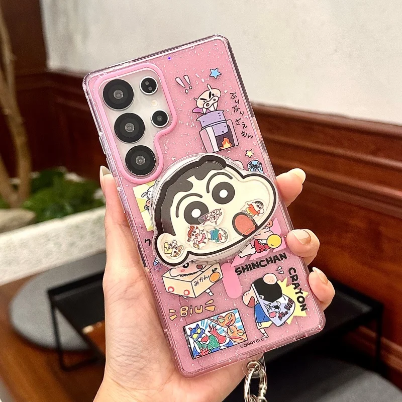 لطيف تلوين شين تشان أفضل صديق تألق Magsafe شحن لاسلكي حقيبة لهاتف سامسونج S23 S24 S25 الترا زائد هزة حامل مغناطيسي #4