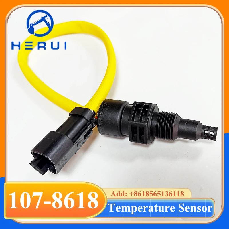 Black Temperature Sensor 107-8618 1078618 for Engine 3126 3406E 321C 329D 320D Crawler Excavator