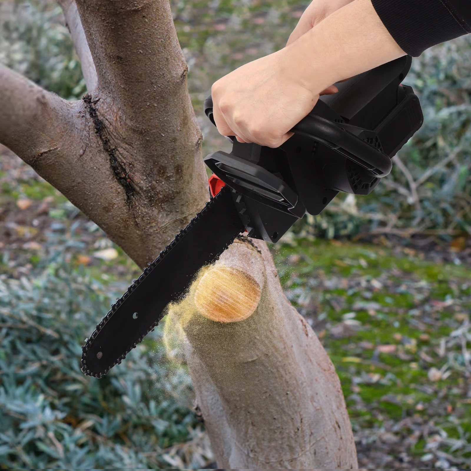 

Cordless Chainsaw with Battery and Charger, 21V 10 inch Bar Handheld Electric Chain Saw for Wood Cutting Tree Trimming