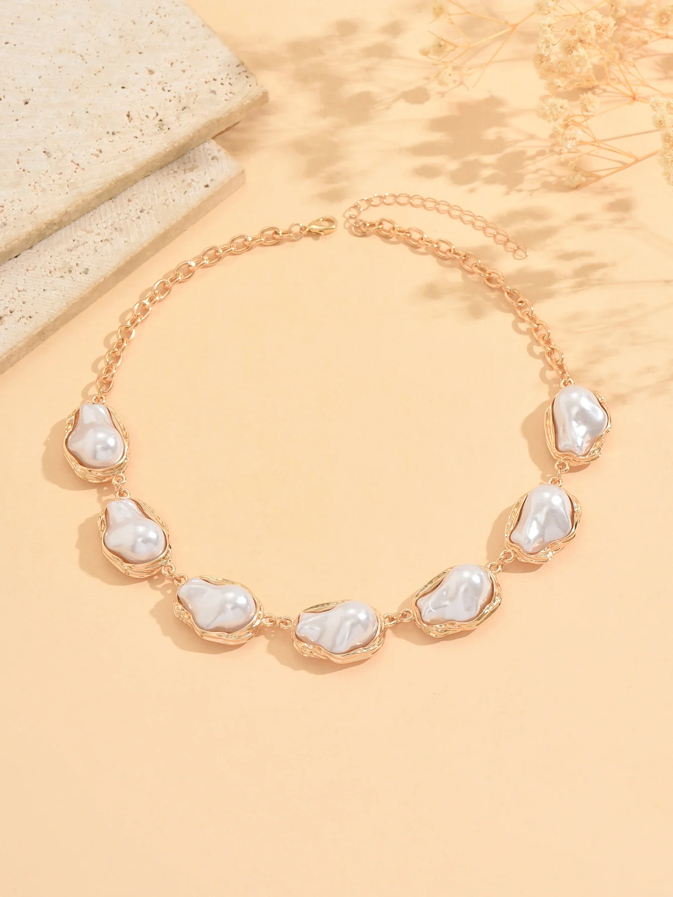 Barocke Kunstperlen-Choker-Halskette Vintage Gold Lange Y-förmige Lariat-Halskette Unregelmäßige Verstellbare Statement-Modeschmuck für Frauen – Detail 14