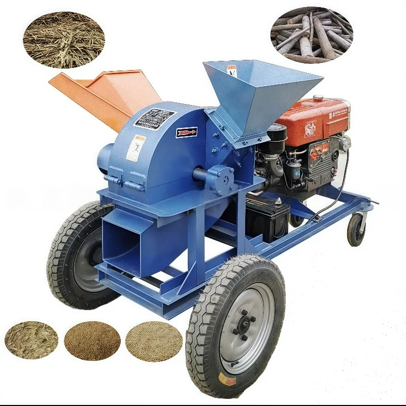 Wood Branch Hammer Mill Crusher Wood Chipper Grinder Hammer Mill Crusher Mobile Crusher Making Sawdust Shaving Machine