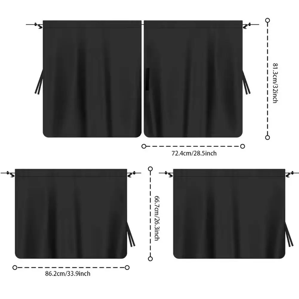 4PCS Car Curtain Isolation Divider Partition Car Rear Seat Shading Curtains Protect Privacy for Kids Travel Camping Sleeping