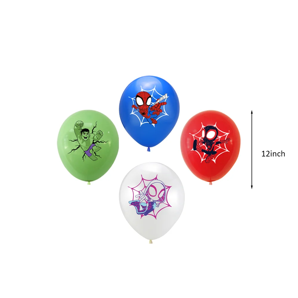 12/24/36pcs Spidey and His Amazing Friends Balloons Superhero Cartoon Balloon for Boys Kids Birthday Party Decor Supplies view 3