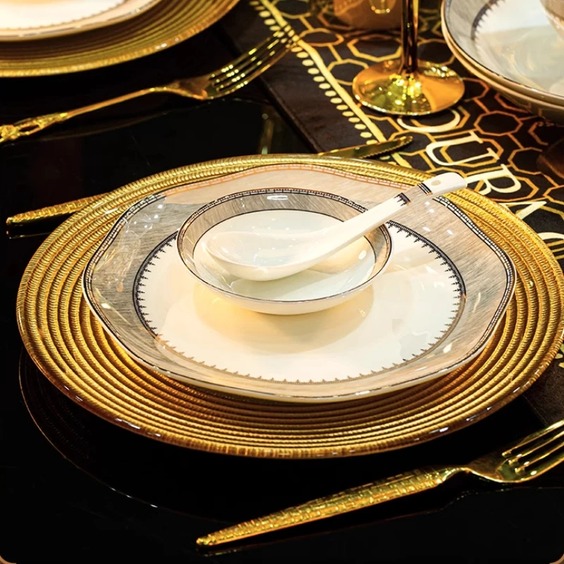 Fine China Luxury Dinner Sets Home Kitchen Guests Wedding Gift Dinnerware Sets Christmas Breakfast Vajillas Para Cocina Dishes