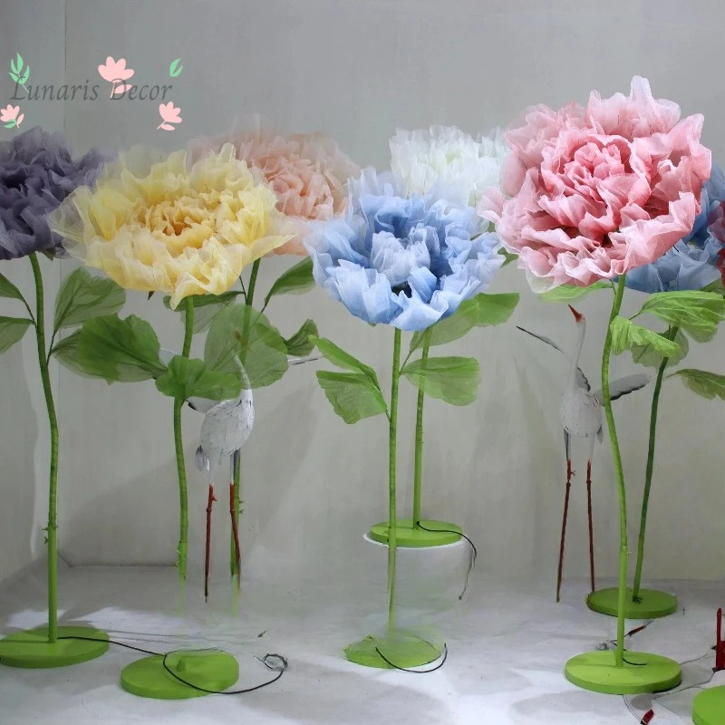 Large simulated flowers can automatically open and close shopping mall window decoration wedding scene arrangement peony flowers
