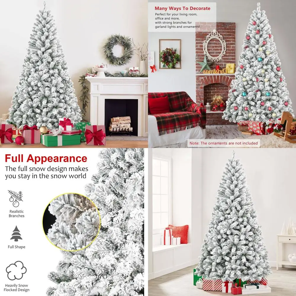 

6ft Premium PVC White Flocked Christmas Tree, Unlit Snowy Look, Sturdy Metal Stand, Ideal for Home and Office