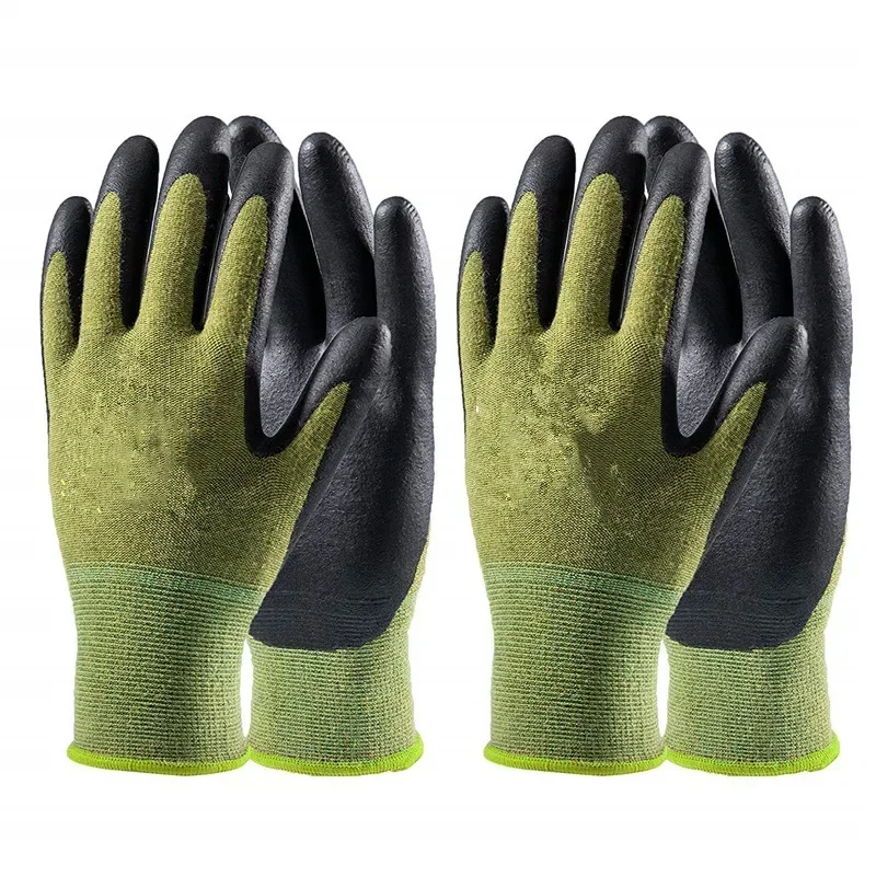 Hot sales logo custom Environmentally Friendly nitrile coated Garden Bamboo work Glove for pruning, planting