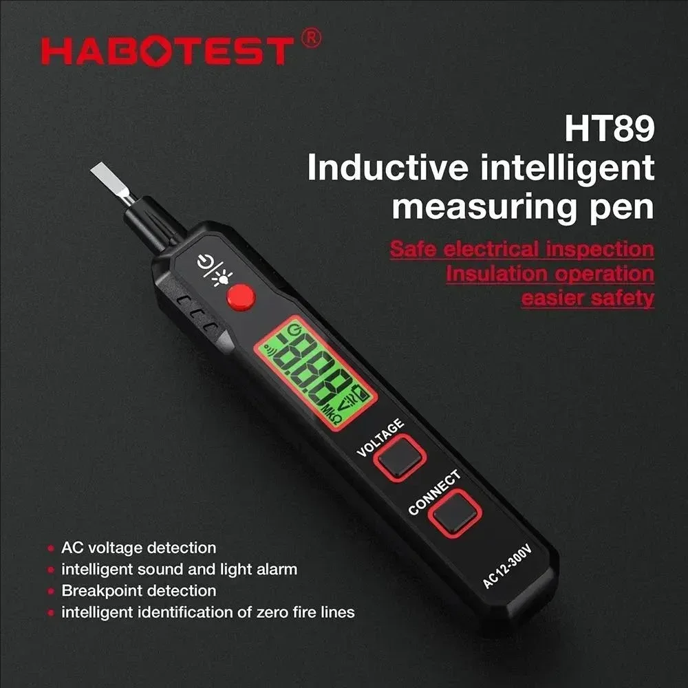 HT89 LED Non-Contact Voltage detector indicator  Profession Smart test pencil Live/phase wire Breakpoint NCV Continuity Tester