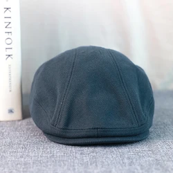 Retro Blue Wool England Style Men Beret Hat Spring Autumn Casual Street Newsboy Wild Octagonal Driving Cabbie Caps A-57