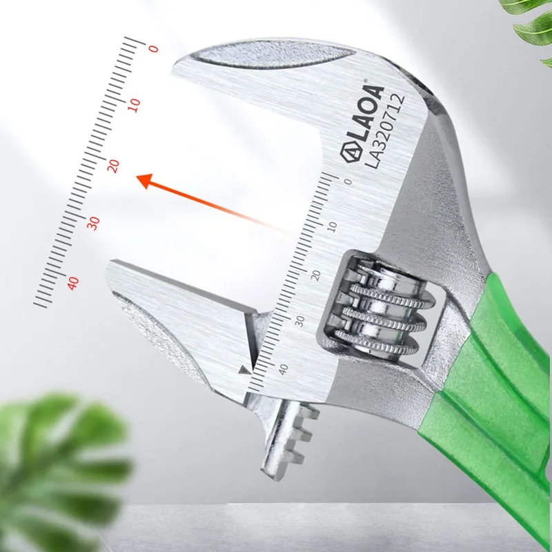 Chave ajustável de 6 polegadas Mini Macaco Alça curta Chave HCS Material Escala laser Chave enrolada em borracha