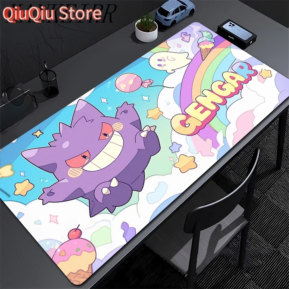 

900x400 Large Mouse Pads P-pokemon Gengar Desk Gaming Mousepad with Stitched Edges and Non-Slip Rubber Base Extended Mouse Pad