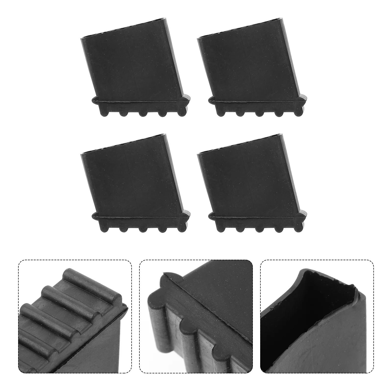 4 Pcs Ladder Floor Mat Protective Pad Safety Cover Skid-proof Stepping Protector Feet Black Pads