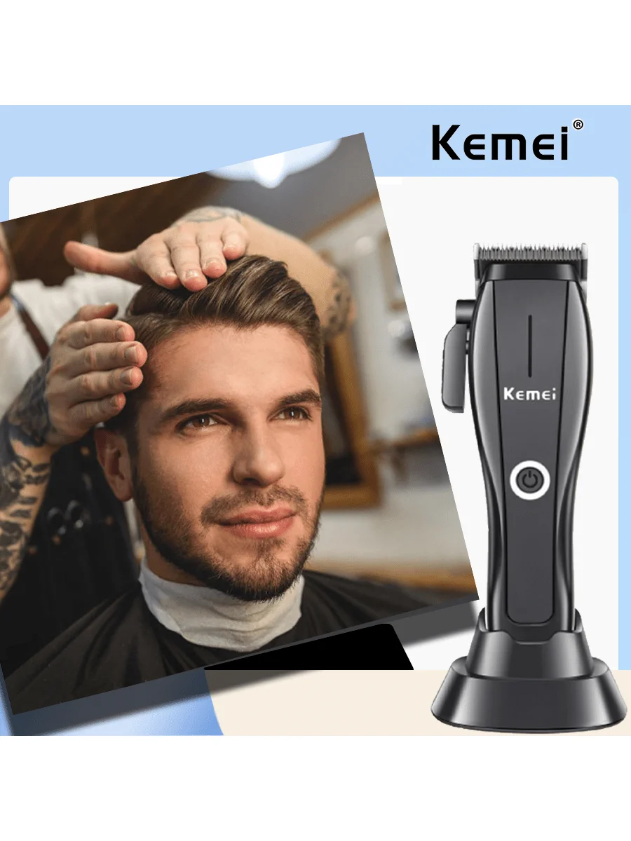 KEMEI Advanced Customized Barber KM-2286, comes with a charging base that is ready to use and comes with a blade adjust