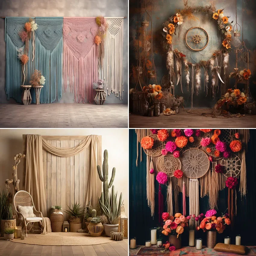 Mehofond Photography Background Bohemia Flowers Dream Catcher Girl Birthday Party Maternity Portrait Decor Backdrop Photo Studio