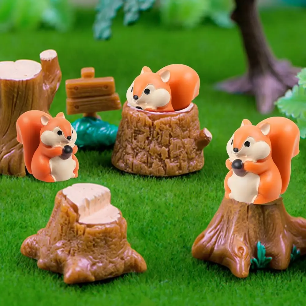 5/10 قطعة التماثيل السنجاب الصغيرة الراتنج الحيوان مصغرة التماثيل DIY بها بنفسك الجنية حديقة الزجاج الحاويات بوعاء النبات ديكور