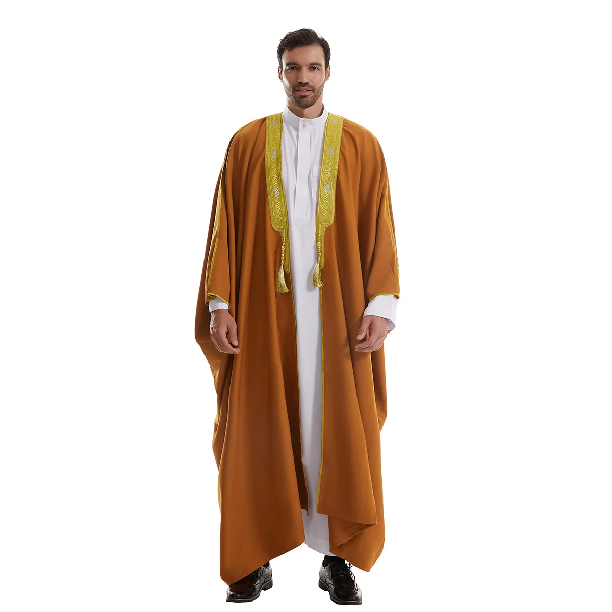 Eid Ramadan Kebaya Mannen Open Moslim Kimono Abaya Vest Dubai Turkije Arabische Islam Abaya Voor Gebed Kleding Mannen Gewaad Musulmane