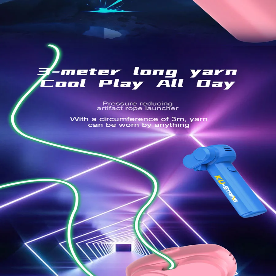 1pcs- String Rope Glow in The Dark String Rope Launcher Luminous Portable Handheld String Stress Relief Toy For Kids Party Gift
