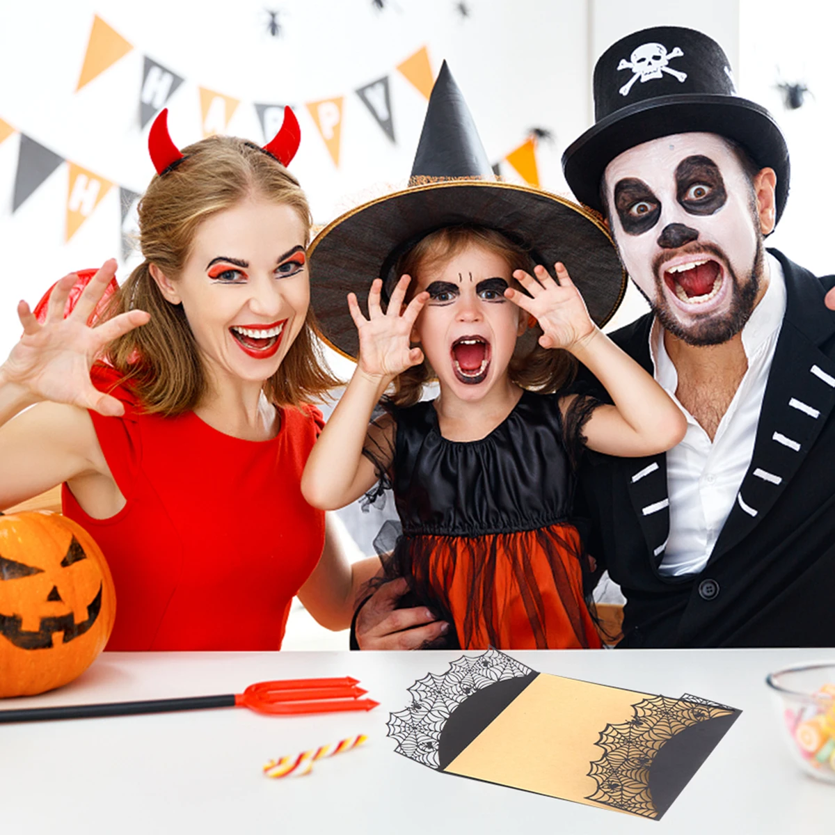 

10pcs Spider Web Greeting Cards Halloween Invitation Sets Wedding Birthday Party Envelope Included Creative Design Unique
