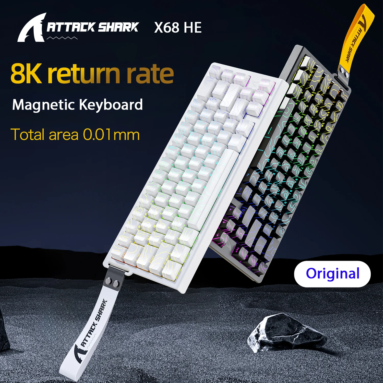 

Оригинальная проводная игровая клавиатура Attack Shark X68HE RGB 8K, частота запуска, магнитный переключатель с низкой задержкой, эффект Холла, быстрый триггер