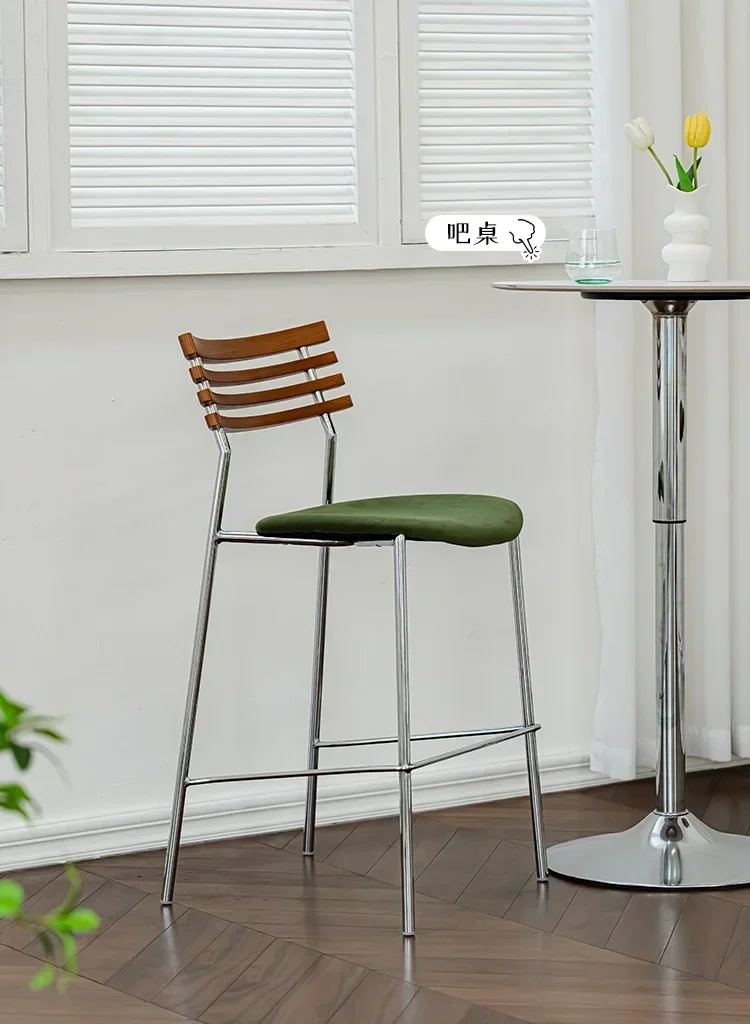European and Nordic minimalist home high chair, popular on the internet, modern backrest bar chair, milk tea shop, light luxury