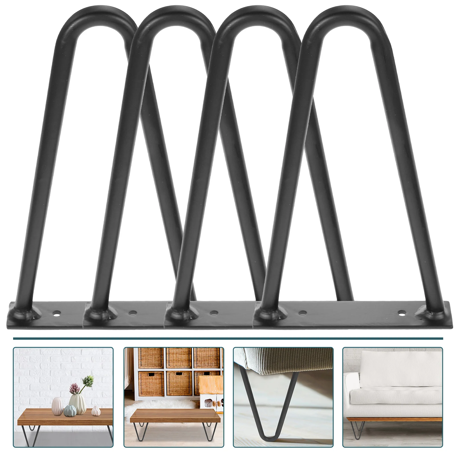 

4pcs Black Metal Hairpin Table Legs 200mm Height Hollow Tube Sturdy DIY Furniture Desk Bench Sofa Coffee Table Support