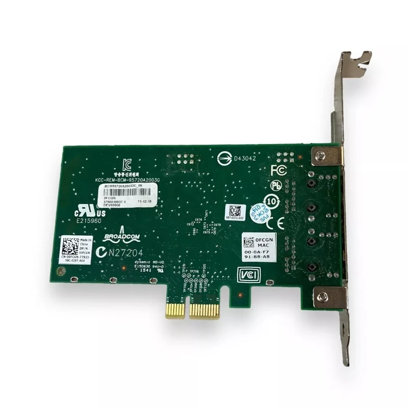 00FCGN For Broadcom 5720 BCM5720 Dual Port Gigabit PCIe Card PCI-E 0FCGN CN-00FCGN High Quality