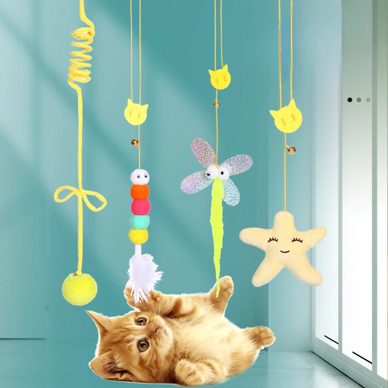 

Pet Cat Toys Elasticity Retractable Hanging By Type Interactive Toy for Kitten Mouse Catnip Scratch Rope Pet Supplies Gift