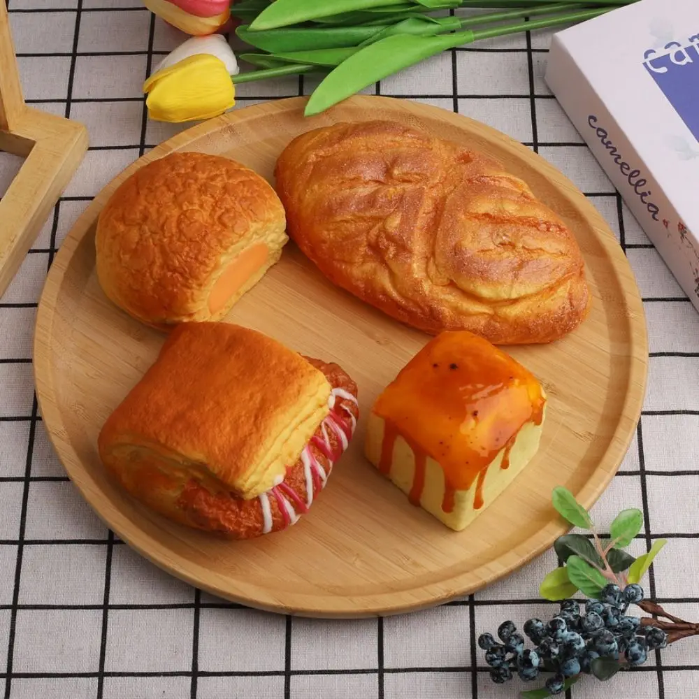 Simulação de comida cozida brinquedo pitada pu croissant puffs sobremesa em forma de brinquedo de apertar bolo de queijo criativo brinquedo de recuperação lenta crianças