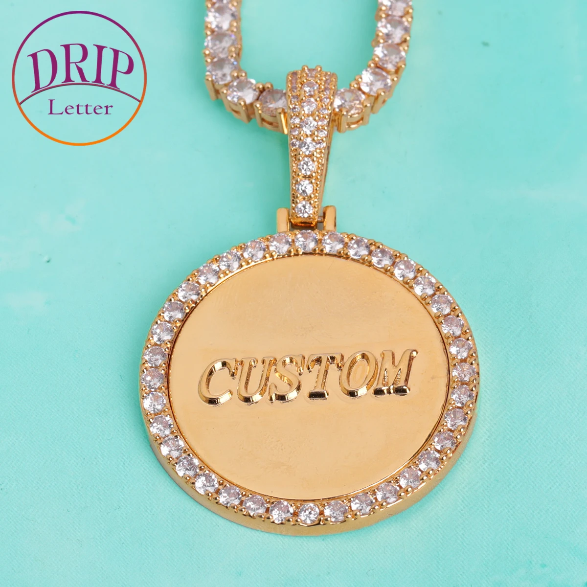 

Drip Letter Iced Out Pendant Custom Name Necklace Solid Back Hip Hop Jewelry 2022 Trend Best Selling Drop Shipping Items