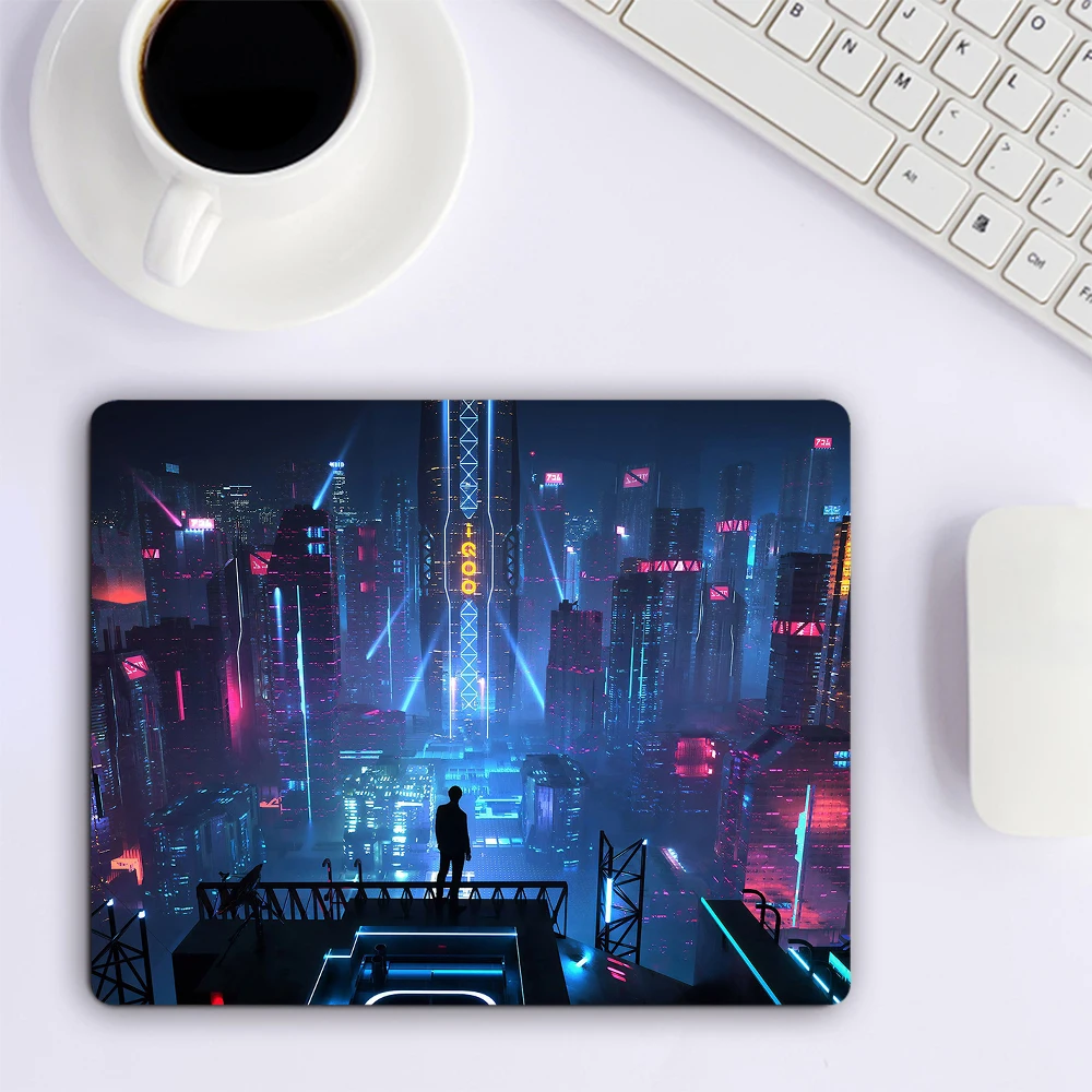 Anime Neon City Small Mouse Pad accessori per giochi per Computer tastiera Mouse Mat Office Desk Pad PC Gamer Mousepad Laptop Mausepad