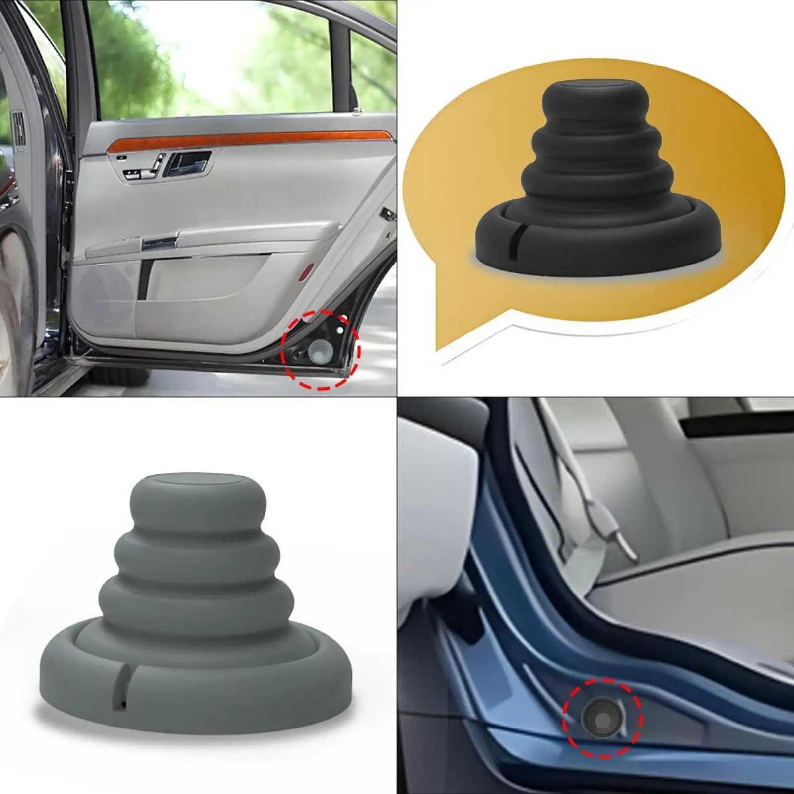 4x Car Door Silicone Cushion Pads Shock Absorber Noise Reducing Easy Installation Universal Car Door Anti Collision Mat
