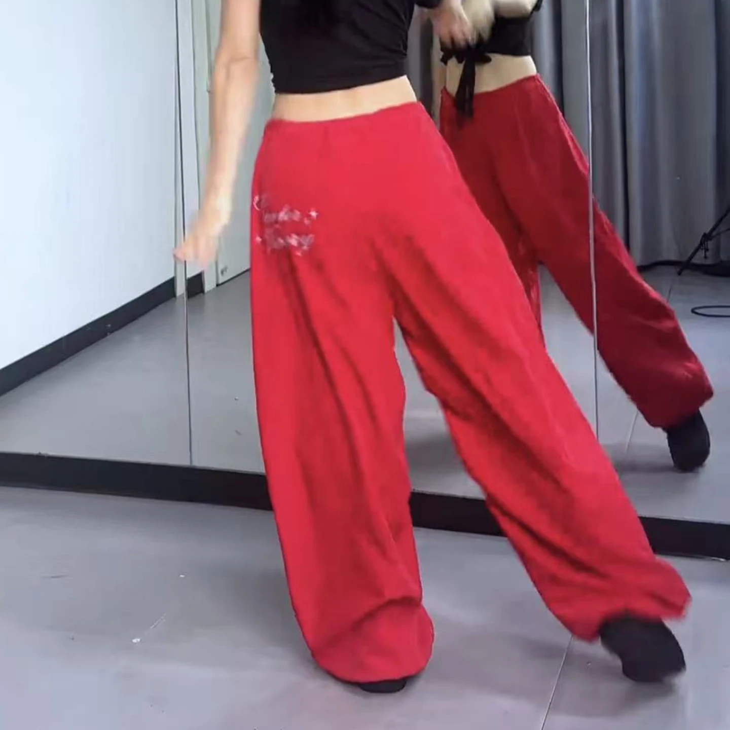 summer-casual-square-dance-pants-women's-loose-thin-fashionable-dancing-sports-straight-leggings-anti-aging-sweatpants
