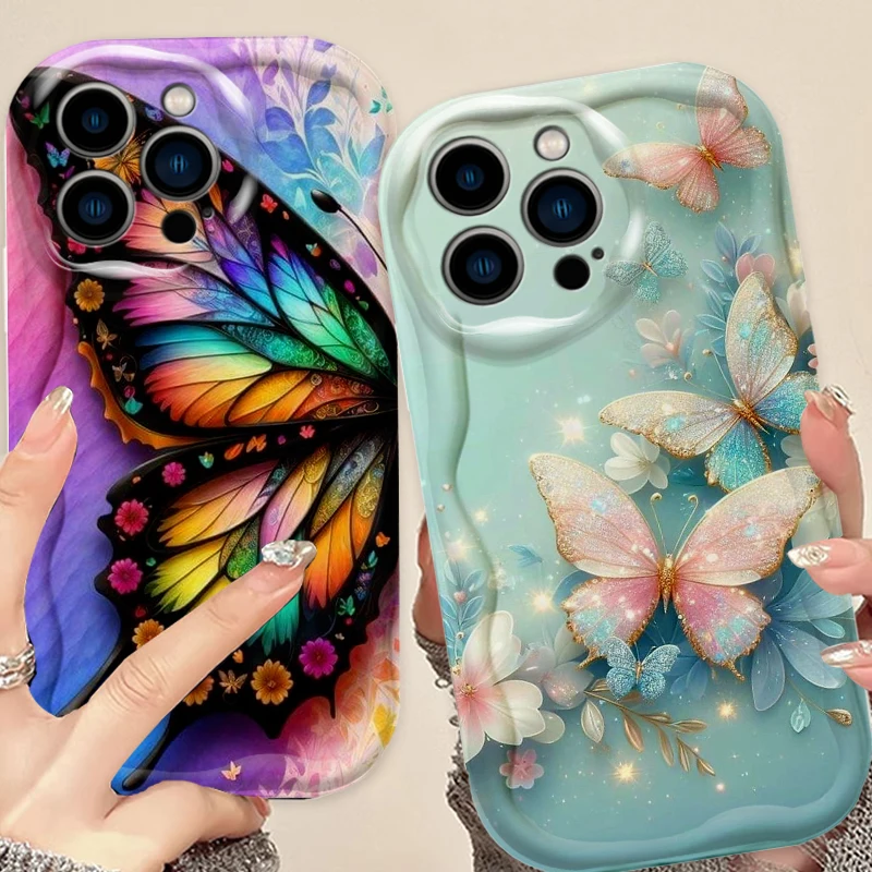 Butterfly Luxury Beautiful Art For Apple iPhone 15 14 13 12 11 XS XR X Pro Max Plus Wave Oil TPU Phone Case