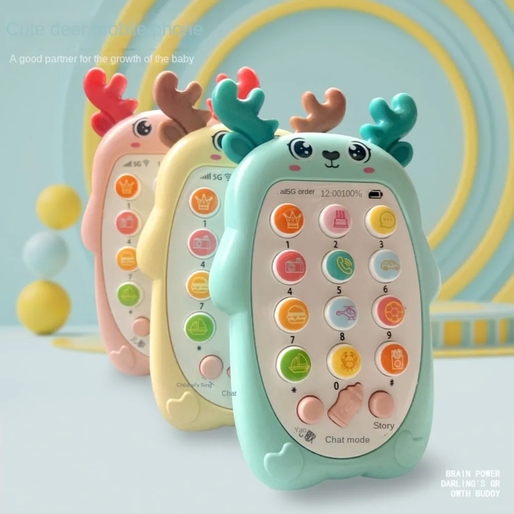 Telefono di simulazione Telefono cellulare elettronico per bambini Giocattolo vocale Telefoni in silicone Giocattoli musicali Controllo musicale sicuro Giocattolo per dormire musicale