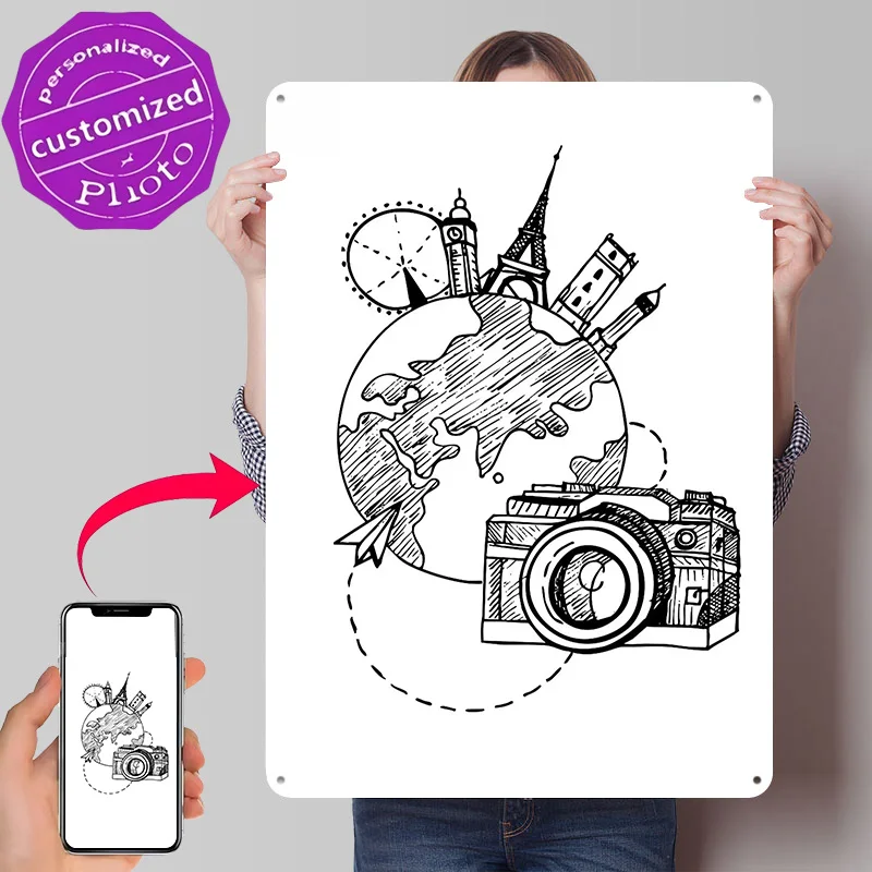World Travel and Photography Personalized 3D Textured Metal Poster Wall Art Vintage Tin Signs for Decoration Room Decor Luxury