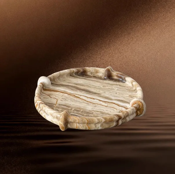 French modern marble lace plate Tiramisu travertine desktop coffee table fruit plate