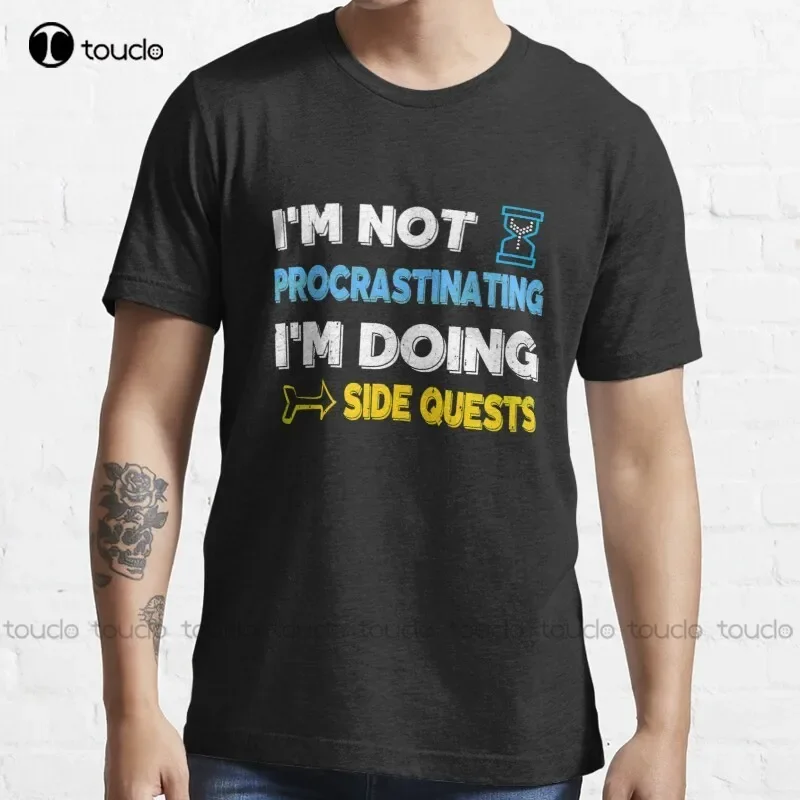 Novo não estou procrastinando... Eu estou fazendo questões laterais camiseta masculina camisetas S-5Xl camiseta de algodão