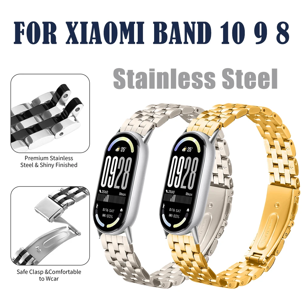 

Устойчивый к царапинам и поту ремешок из нержавеющей стали для Xiaomi Band 10/9/8, удобный сменный аксессуар