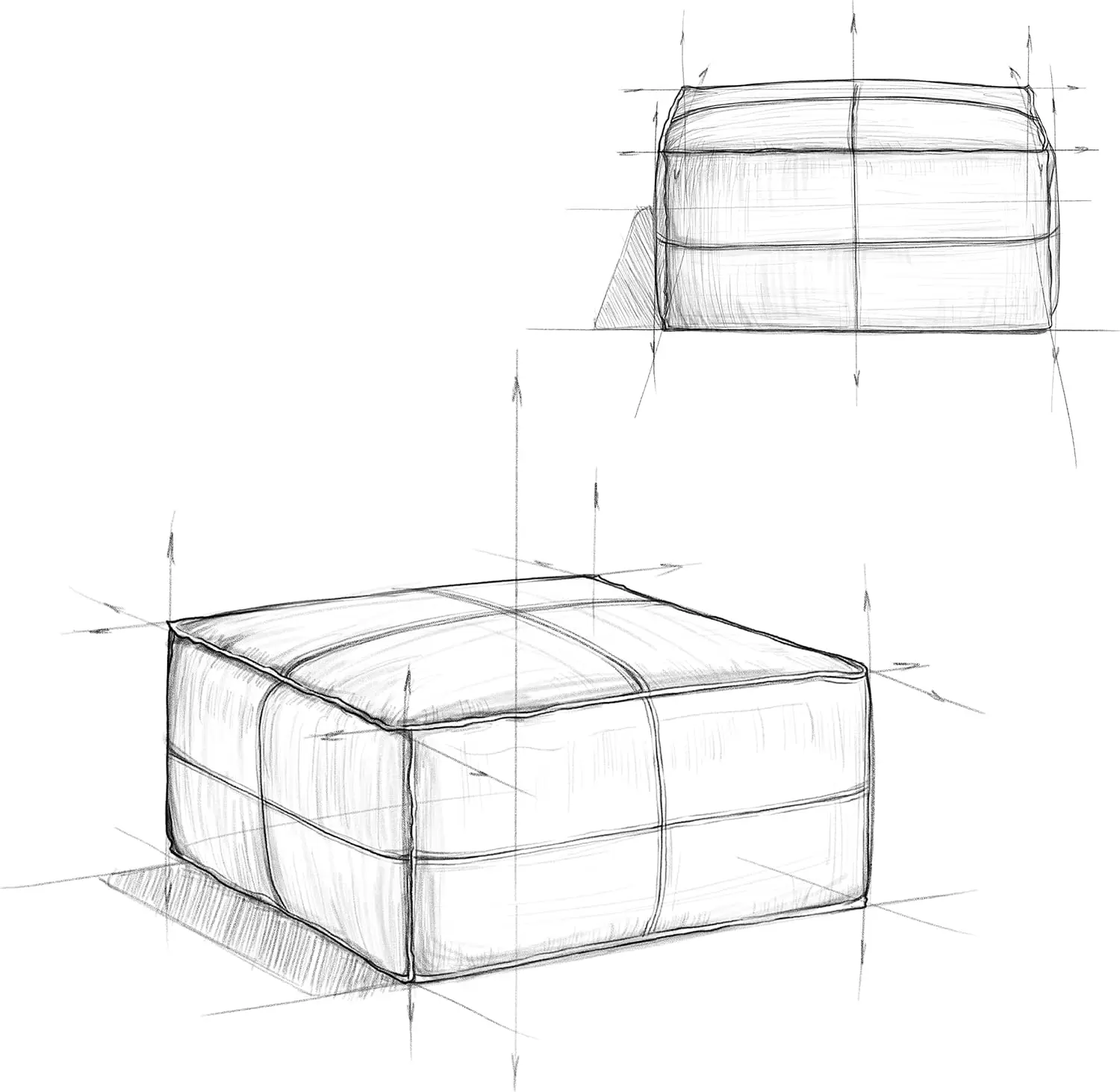 30-inch Wide Large Square Coffee Table Pouf in Distressed Brown, Vegan Faux Leather Ottoman,Footrest,or Extra Seating,Hot Sale