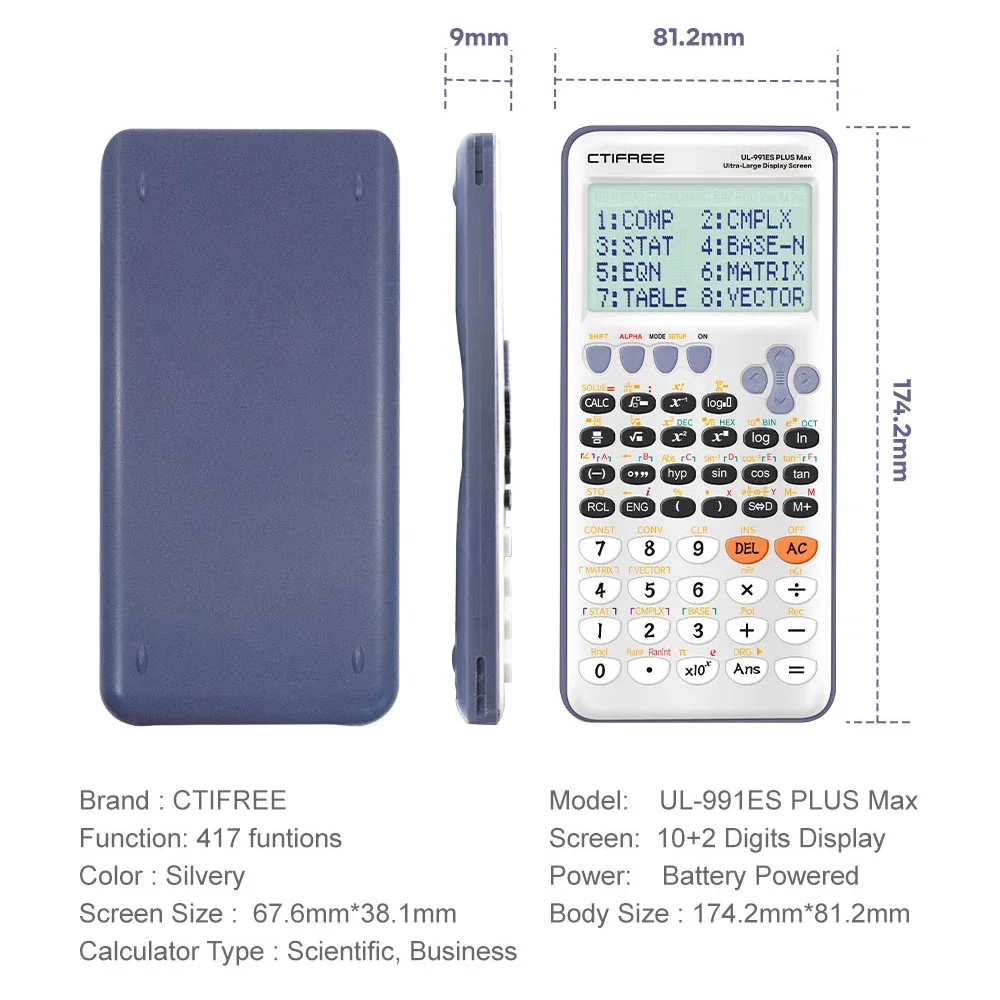 Large-Screen Scientific Calculator -417 Features: A multifunctional model designed specifically for student exams, featuring