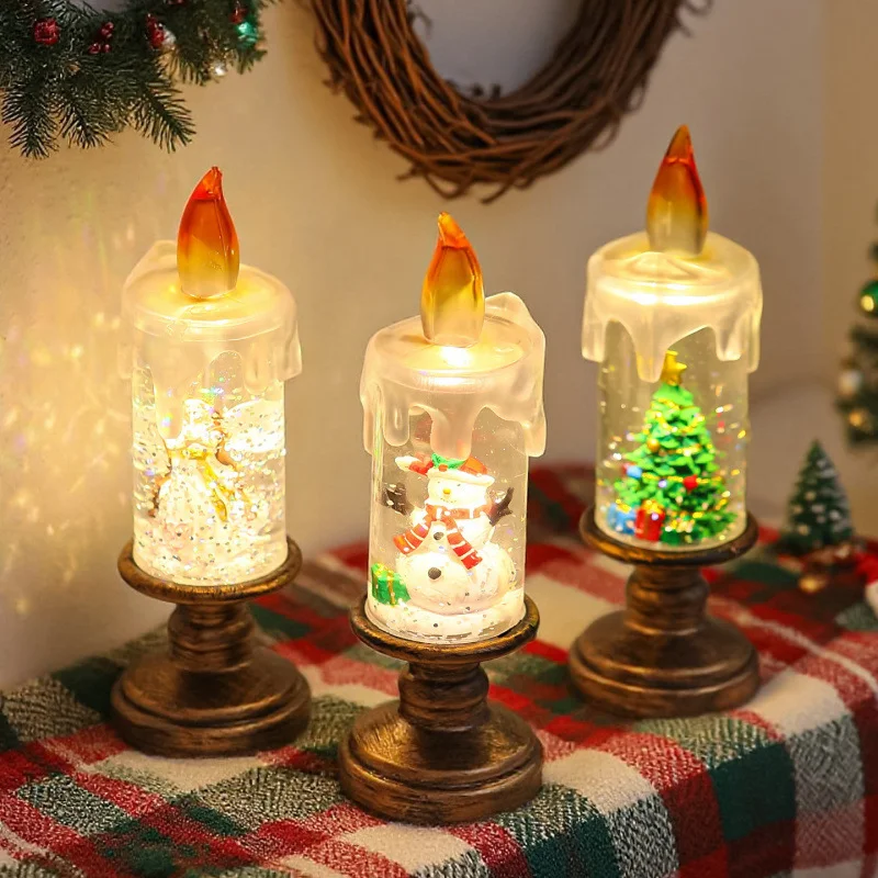 

3PCS Christmas Decorative Candle Lights, Snowflake Lights, Christmas Crystal Ball Lights, Creative Christmas Gifts